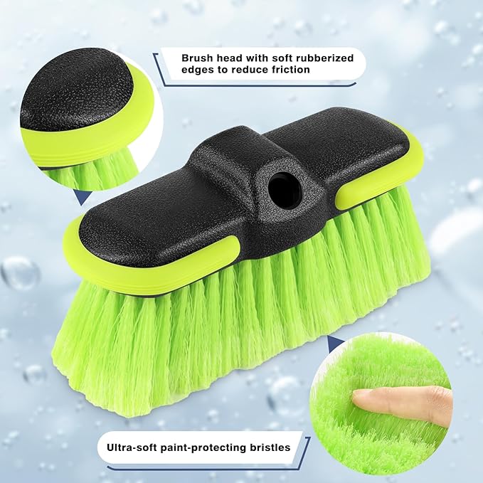 Car Wash Brush Head 8 ", Scrub Brush Attachment for Extension Pole Outdoor Cleaning Tool for Window, Wall, Floor, Deck, Patio