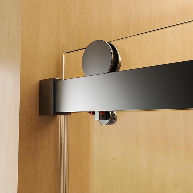 56-60" W x 76" H Frameless Single Sliding Glass Shower Doors Soft-Close with Buffer, Reversible Installation and 3/8"(10mm) ANSI Clear Tempered Glass, Matte Black