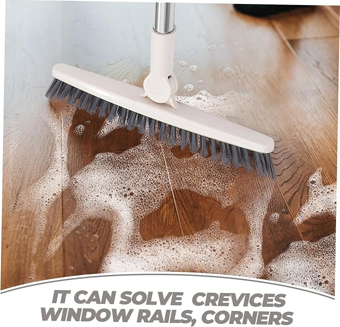 Rotatable Long Handle Floor Gap Brush with Stiff Bristles for Deep Corner Cleaning Multi Use Scrub Tool for Window Tracks Shower Doors Bathroom Grout and Sliding Door Crevices