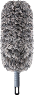 Lint Free 16.8'' Hand Duster,Microfiber Duster with Reusable and Washable Dusting Head for Household Cleaning,Furniture,Car (Black&Grey)