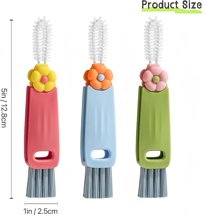 3 in 1 Cup Lid Cleaning Brush, Multifunctional Bottle Brush, Water Bottle Cleaner Brush, Portable Cup Lid Gap Cleaner, Home Kitchen Crevice Brush Tools (3 PCS)