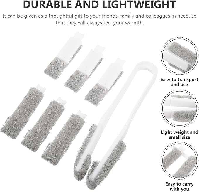 minkissy Window Shutter Brush with 6 Detachable Heads, Compact Air Conditioner Vent Cleaner, Small Blinds Cleaning Brush for Household and Car Use
