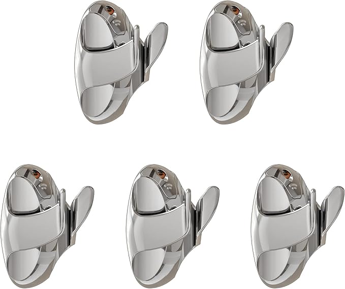 Chrome Cherry NEATERLY Broom and Mop Holder - Stick On Wall Organizer for Bathroom and Kitchen, Optional Screws Included (5-Pack)