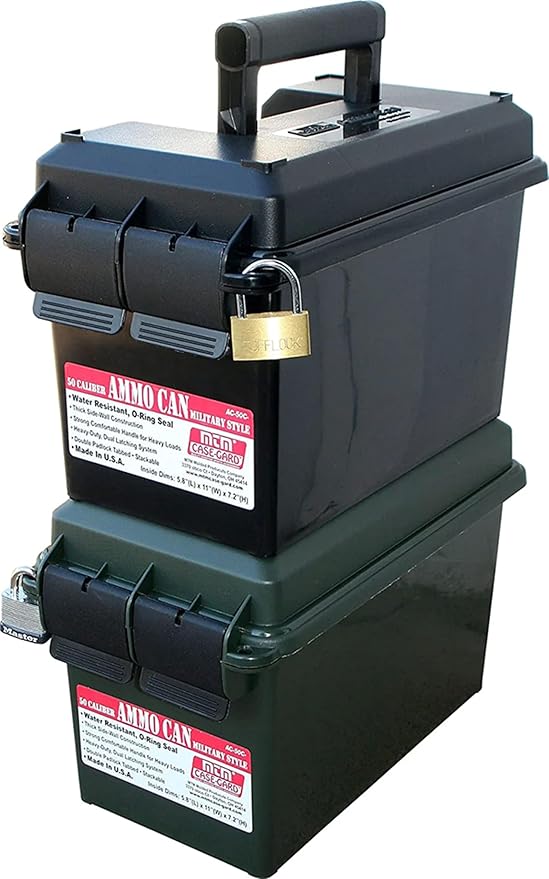 MTM AC50C Ammo Can, 50 Caliber, Field Boxes, Lockable Storage Box with Handle, Water and Dust Resistant, Secures Hunting Gear, Supplies, and Bullets, Stackable, USA Made