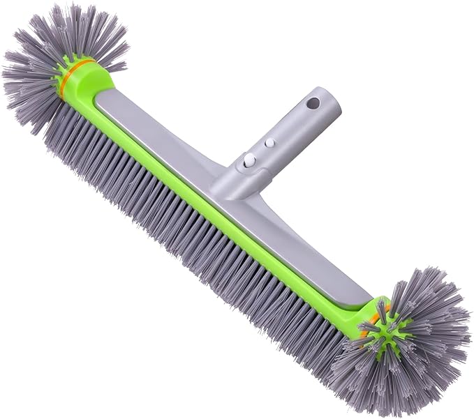 Sepetrel Pool Brush Head for Cleaning Walls,Heavy Duty Inground / Above Ground Swimming Pool Round Scrub Brushes with Premium Strong Bristle & Reinforced Aluminium Back,Grey