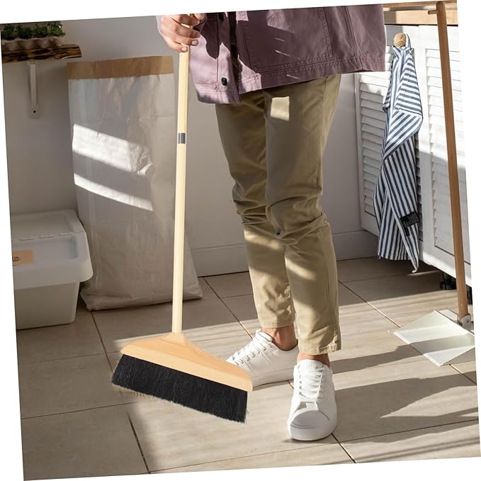 minkissy Indoor Floor Broom Soft Bristle Push Broom Heavy Duty for Carpet Sweeping