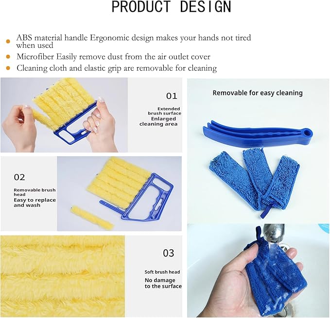 Blind Cleaner Duster Tool, Blinds Cleaner Tool, Extra Washable Blind Duster Sleeve - Microfiber Louver Cleaning Tool for Vents, Air Vent Cleaner and Dusting (4-Pack)