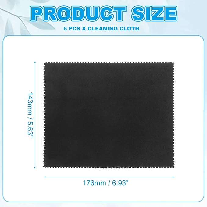 PATIKIL Glasses Cleaning Cloth 7" x 5.6", 6 Pcs Eyeglasses Polishing Cloth Soft Wipe Screen for Camera Lens Eyeglasses Screens Smart Devices, Black
