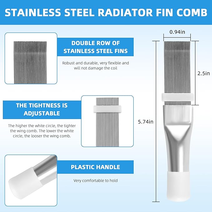 AMI PARTS 5 PCS Air Conditioner Fin Cleaner Set Include 3 Different Air Conditioner Condenser Fin Comb and 2 Different Condenser Fin Comb Brush