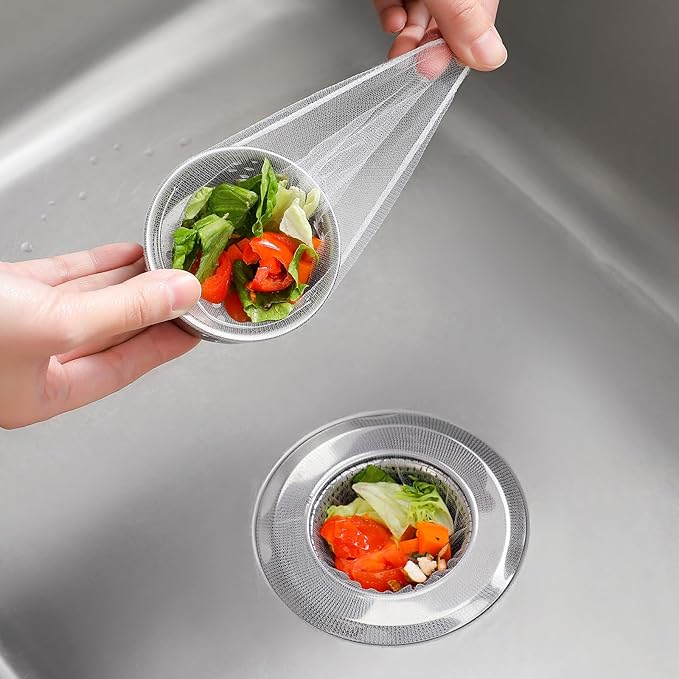 200 Pack Kitchen Sink Strainer Mesh Bag, Anti-Clogging Disposable Sink Drain Covers, Kitchen Essentials Sink Filter Nets, Fits Most Sink Strainers (4.0 x 4.0 Inch)