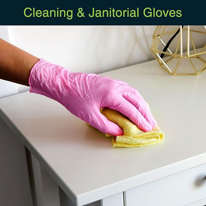 FifthPulse Pink Vinyl Disposable Gloves - Powder and Latex Free Medical Exam Gloves