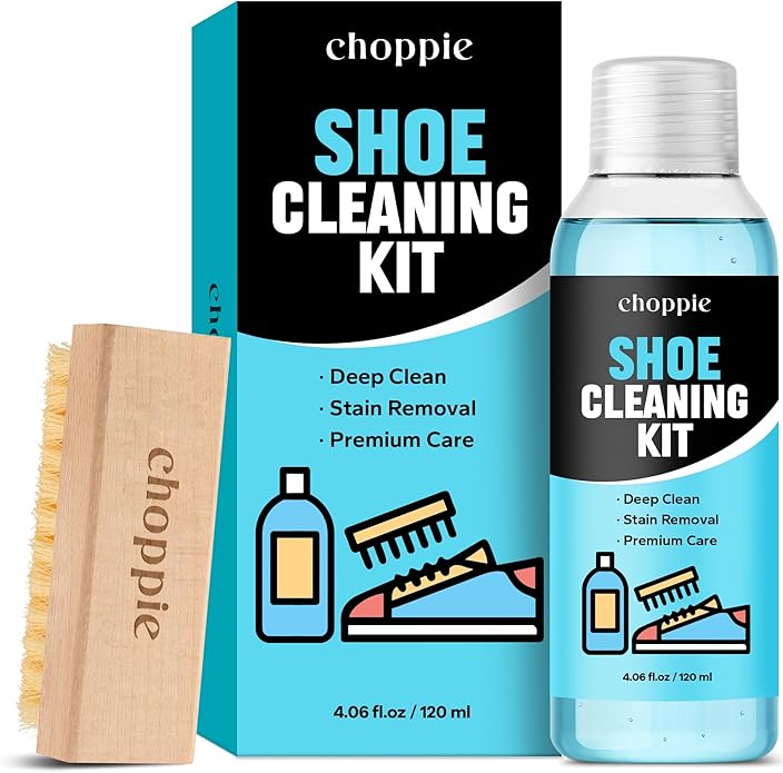 Choppie 2-in-1 Shoe Cleaner Kit (4.06 Fl Oz Shoe Cleaner + Shoe Brush), Suede Shoe Cleaner, Shoe Cleaning Kit for Sneakers, Suede, Leather, Mesh Shoes, and Tennis Shoes