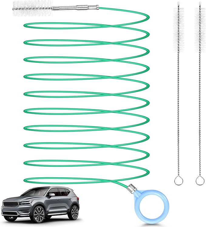 Auto Sunroof Drain Cleaning Tool,394Inch Long Pipe Cleaner for Car,Flexible Tube Cleaning Brush with 2Pcs 7.9inch Cleaning Brush Skinny Pipe Drain Dredge Cleaning Tool for Car Sunroof Wiper Drain Hole