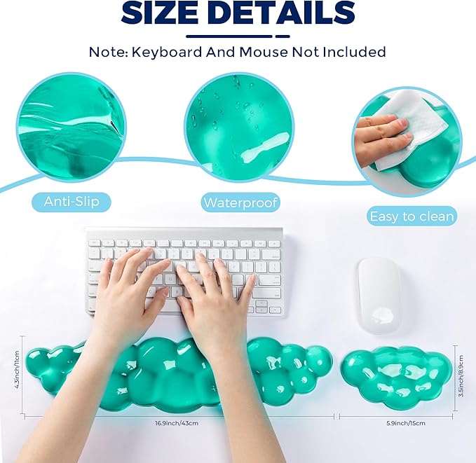 Gel Cloud Keyboard & Mouse Wrist Rest Set - Cloud Keyboard Wrist Rest Pad & Mouse Support for Office Gaming Pad Computer Laptop Ergonomic Comfortable Pain Relief- Cloud Pad Set