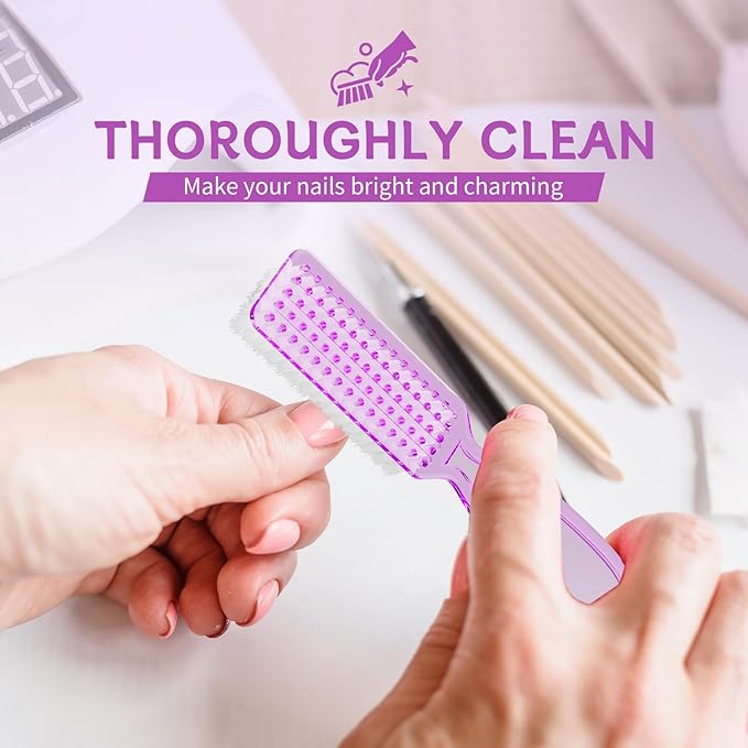 12 Pcs Handle Grip Cleaning Brushes, Hand Fingernail Nail Scrub Manicure Brush Pedicure Brush, Use for Toe and Nails Cleaning (Clear Purple)