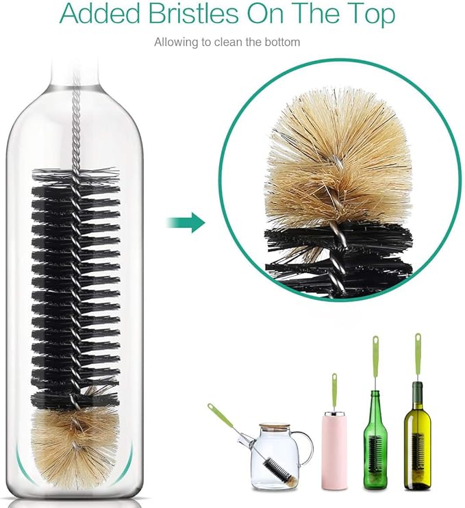 Long Bottle Cleaning Brush，Household Kitchen Cleaning Brush Set for Washing Narrow Neck Beer Bottles, Wine Decanters, Vases, Pipes，and Sports Water Bottles，2 Pack