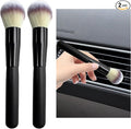 2PCS Car Interior Dust Brush, Soft Scratch Free Auto Detailing Brushes, Universal Vehicle Interior Cleaning Tool for Automotive Dashboard, Air Vents, Leather (Long Beige)