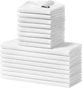 Homaxy 100% Cotton Kitchen Towels and Dishcloths Set, 12 x 12 Inches and 13 x 28 Inches, Set of 16 Bulk Kitchen Towels Set, Ultra Soft Absorbent Dish Cloths for Washing Dishes, White