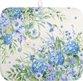 Blue Hydrangea Dish Drying Mat for Kitchen Counter 16 x 18 Inch Spring Floral Hummingbird Butterfly Absorbent Microfiber Dish Mat Reversible Washable Heat Resistant Dry Pad for Coffee Bar