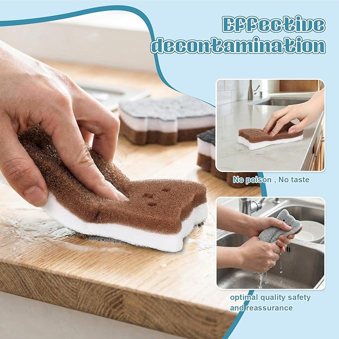 12 Pcs Cat Kitchen Sponges for Dishes Double Sided Cleaning Dish Scrub Sponge Bulk Reusable Non Scratch Scrubbers for House Cleaning Dishwashing(Cat,Colorful)