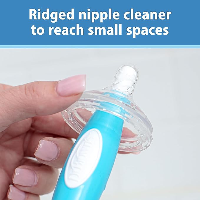 Dr. Brown's Soft Touch No Scratch Baby Bottle Cleaning Brush Nipple Cleaner with Stand and Storage Clip, BPA Free, Pink 2-Pack