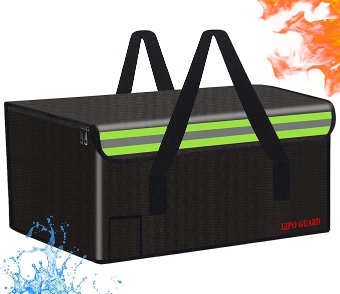 Lipo Battery Safe Bag Large Capatity Fireproof Bag for Ebike Lipo Battery Other Batteries Storage Charging Transport Home Office Travel Safe Storage Pouch