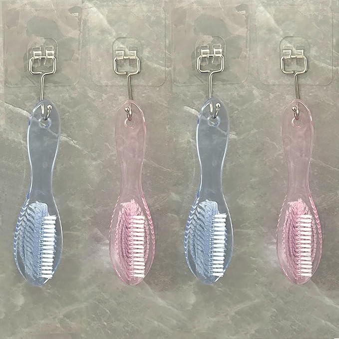Handle Grip Nail Brush Two Sided Hand Fingernail Cleaning Brush Foot Scrub Brush Soft Stiff Bristles Fingernails Toenails Toes Scrubber Brushes for Men Women Kids, 4 PCS