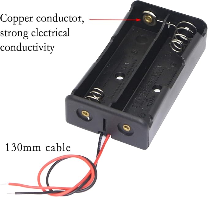 PNGKNYOCN 18650 Battery Clip, 2 Slots 3.7V DIY Battery Storage Box in Series Plastic Batteries Case YOUCHENG for 18650 Battery with Connect Lead(5-Pack)