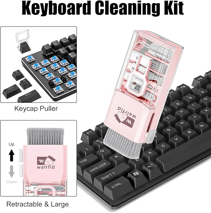 walrfid Laptop Keyboard Cleaner Kit with 80ml Screen Cleaner Spray, All-in-1 Phone Computer Screen Cleaning Tool for iPhone iPad MacBook, Multi-Function Electronics Cleaning Kit for PC, TV, Camera