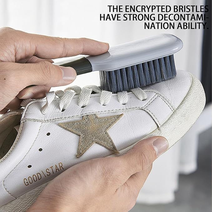 2 Pack Shoe Brush,Shower Cleaning Brush,Scrub BrushComfort Grip,Ideal for Cleaning Bathroom, Shower, Kitchen Bristle Brush (Grey Shoes Brush)