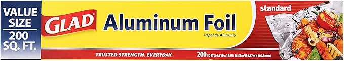 Glad Aluminum Foil Value Size, 200 Sq-Ft | Multiuse Foil for Ultimate Food Protection | Glad Aluminum Foil for Grilling, Roasting, Baking | Accessories for all Cooking Needs