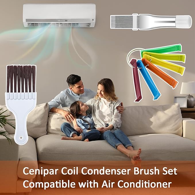 Cenipar Fcr6 Air Conditioner Fin Comb Set 4PCS AC Fin Comb Straightener Include FCR6 Fin Comb,Metal Radiator Fin Comb and 2 Pack Condenser Fin Comb Brush HVAC Fin Comb for Air Conditioner