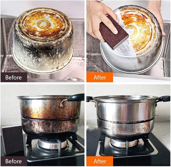 6-Pack Nano Emery Sponge Brush Eraser Scrub, Carborundum Cleaning Sponge Brush Household Cleaning Tools Cotton for Removing Rust Cleaning Kitchen Supplies