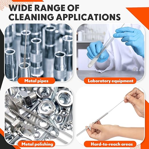 10 Pcs Wire Tube Brushes Bulk for Cleaning Pipe Tube Brass Stainless Steel Round Wire Brush for Auto Parts Christmas, Bottles, Tubes, 5 Sizes (Silver)