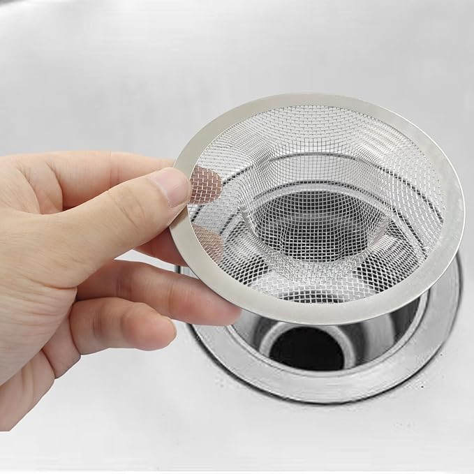 4 Pack Heavy Duty Stainless Steel Kitchen Sink Strainer, 4.41" Top / 2.44" Mesh Slop Basket Filter Trap, Utility Drain Hole for Kitchen Sink/Bathroom Bathtub Wash basin Floor drain Balcony