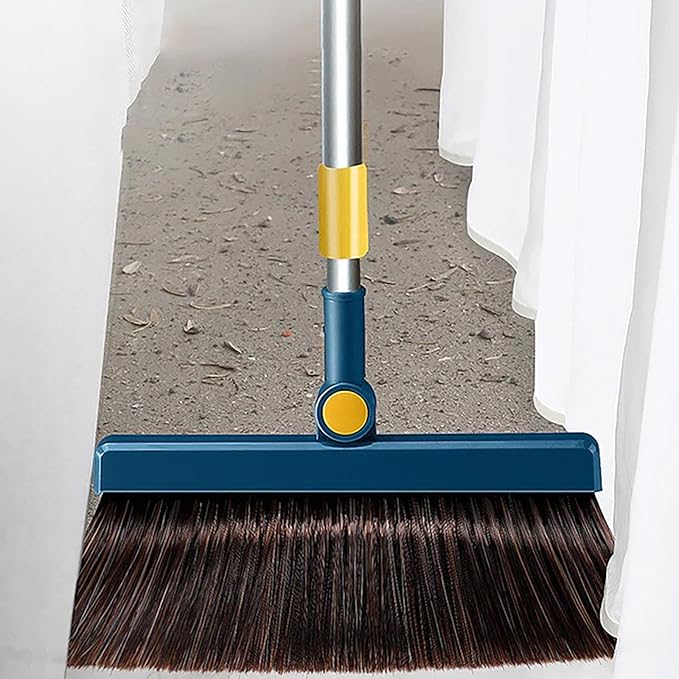 37.8in Broom and Dustpan Set Foldable Hand Broom for Home & Kitchen with Scraping Teeth and Scraper, 1 Wiper Buckle Type Outdoor Broom Household Cleaning Tool Apartment Essentials Cute Stuff (Orange)