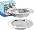 RQYEKDO Kitchen Sink Strainer Stainless Steel with Coarse Mesh4.4 Wide Rim Drain Strainer |Fits Standard Sinks & GarbageDisposals(Silver)(2pcCoarse & Fine Mesh)