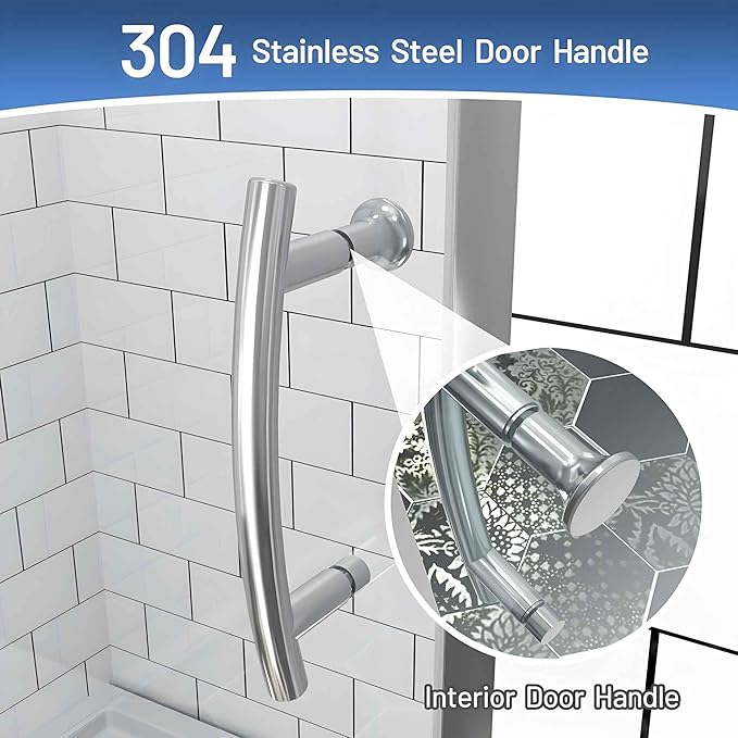 56-60" W x 71" H Pivot Glass Shower Door,1/4"(6mm) Thick Clear SGCC Tempered Shower Glass Door,Chrome Shower Door,Reversible Installation