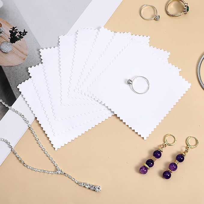 50PCS Jewelry Polishing Cloth,Professional Double-Sided Cleaning Cloth for Jewelry Sterling Silver Gold Platinum Watch Coins and More (3.15" X 3.15")