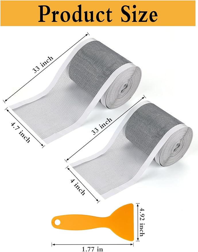 2 Pack Disposable Shower Drain Hair Catcher with Removal Tool, Self-Adhesive Floor Drain Covers Stickers for Linear Shower Drain Bathroom Home Kitchen, 4 Inch /4.7 Inch x 33 ft