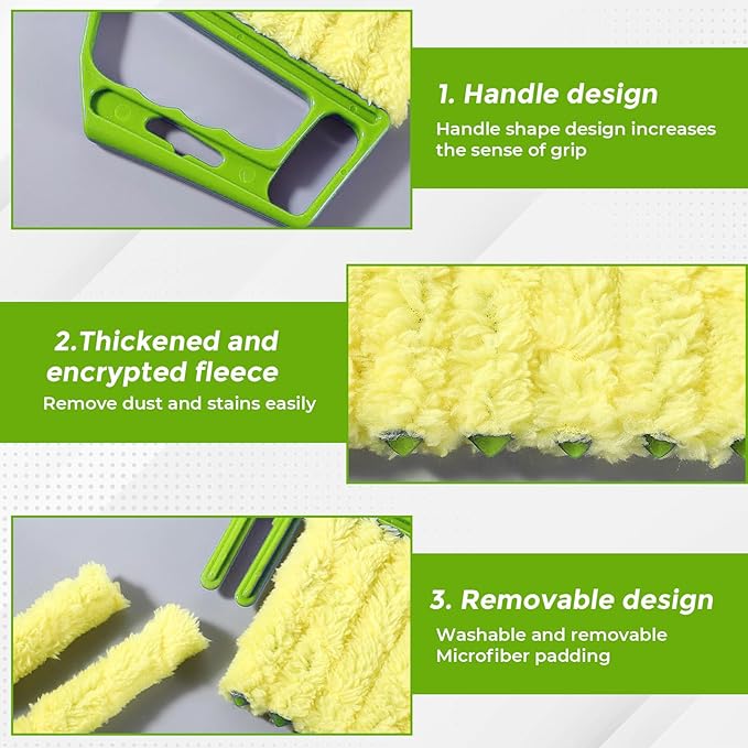 2-Pack Microfiber Blind Cleaner Tools - 7-Finger Washable Duster for Venetian Blinds, AC Vents, Fans & Wood Surfaces - Flexible Head with Non-Slip Handle