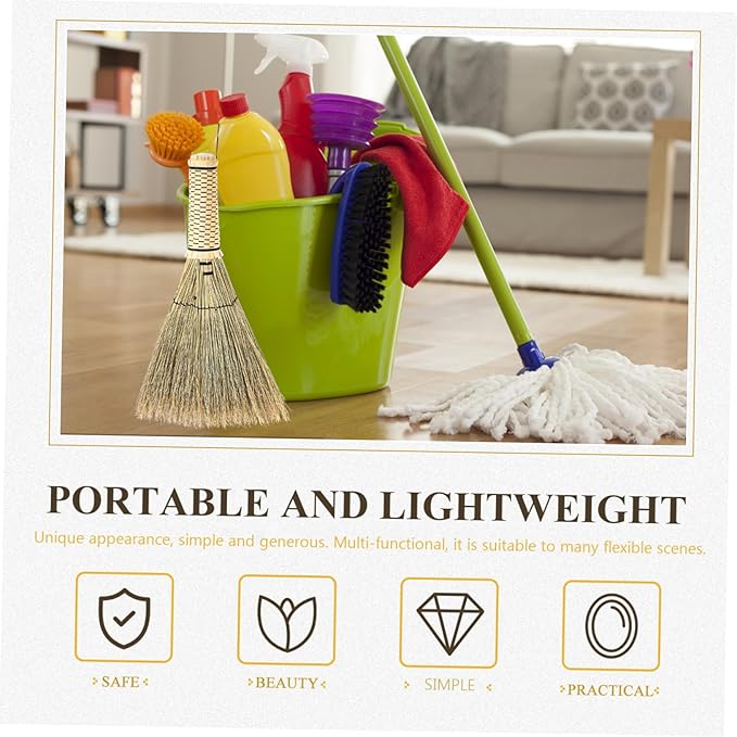 Corn Whisk Broom Handmade Woven Small Broom for Desktop Cleaning Multi-Surface Use for Bedrooms Sofas and Carpets Compact for Easy Storage