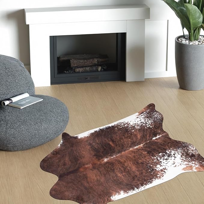 MACEVIA Faux Cowhide Rug Cute Cow Print Rugs Animal Area Carpet Western Decor for Living Room Bedroom Non-Slip 43.3" L x 29.5" W(3.6ft x 2.4ft)