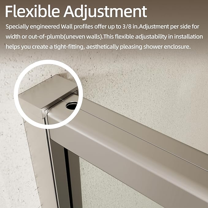 38-42" W x 71" H Pivot Swing Glass Shower Door,Pivot Frame Shower Door with 1/4"(6mm) Clear SGCC Tempered Glass,Chrome Finish Shower Doors,Reversible Installation