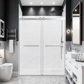 56''-60''W x 76''H Frameless Double Sliding Shower Door, 3/8'' (10mm) Thick SGCC Tempered Glass, Reversible Installation, Easy Clean Design, Chrome