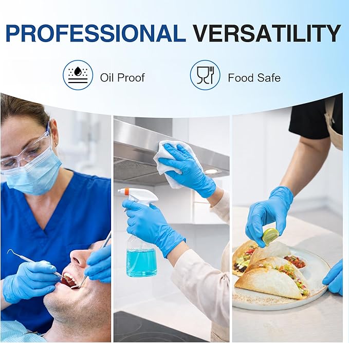 Schneider Nitrile Exam Gloves, Blue Disposable Gloves Latex Free Powder Free for Medical, Cooking, Cleaning, and Food Prep