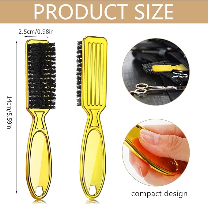 Patelai 12 Pcs Barber Clipper Brush Blade Trimmer Cleaning Brush for Fades Nail Neck Duster Manicure Salon(Gold)