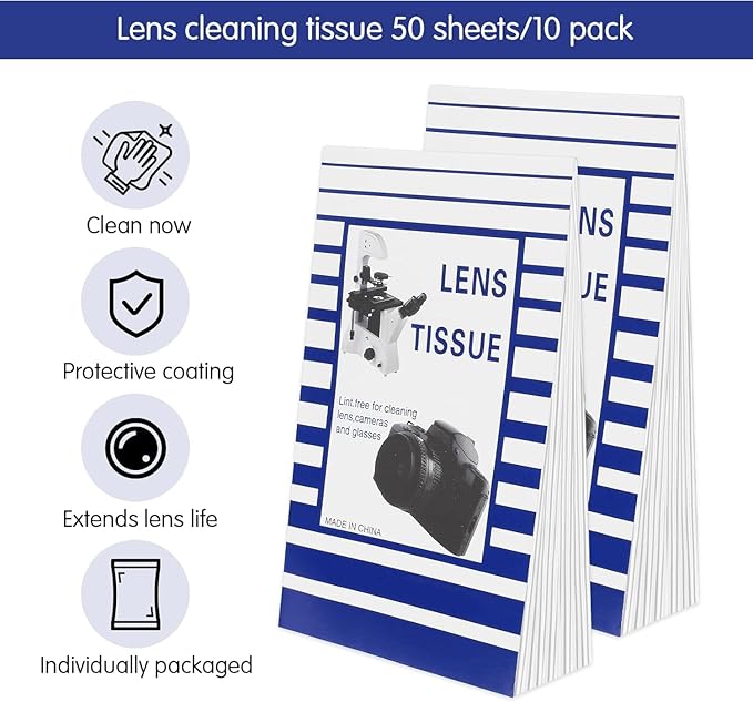 500 Pcs Lens Paper Microscope Lens Tissue Lens Cleaner Paper Lens Cleaner Cloth for Microscope Lens Microscope Tissue Glasses Cleaner Paper for Camera Lenses Microscopes Computer Screens Magnifiers