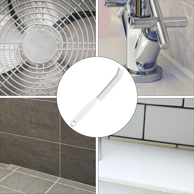 3pcs Gap Cleaning Brush, Hard Bristle Crevice Cleaning Brushes Dead Corners Multifunctional Brushes Clip Brush 2-in-1 Skinny Detail Cleaner for Household Kitchens Bathrooms Showers (White)