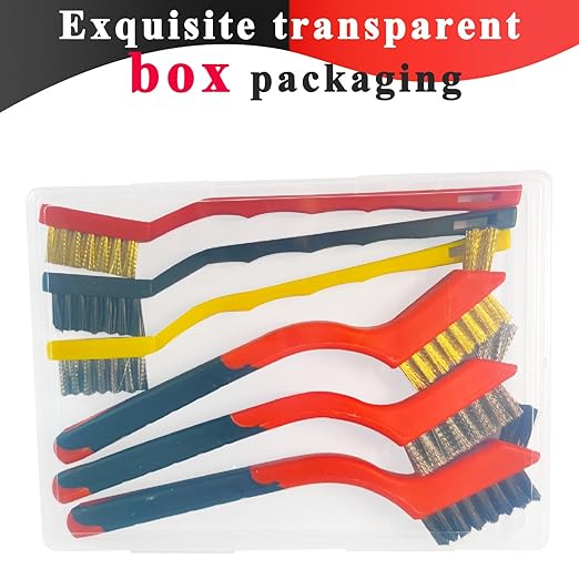 Wire Brush Set Nylon Bristle Brushes for Cleaning Rust, Scratch Wire Brushes for Cleaning Welding Slag, Paint and Dirt Removal 6Pcs (Colorful)